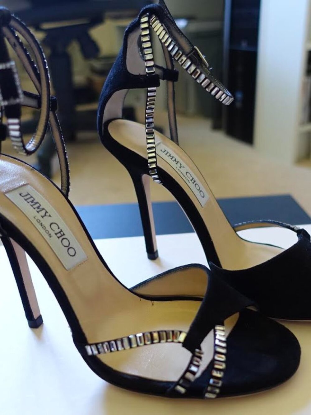Jimmy Choo Morgan crystal-embellished suede sandals shoes - Picture 3 of 8